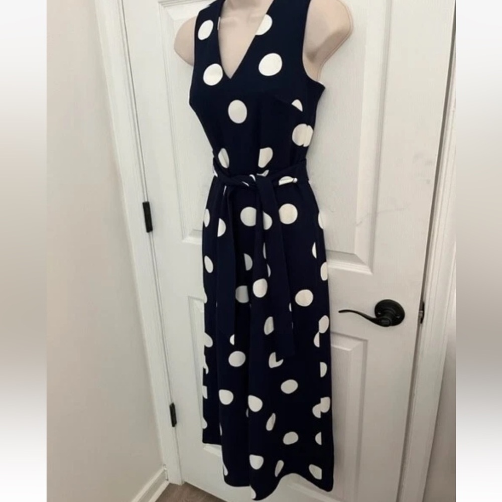 KARL LAGERFELD Paris Sleeveless Polka Dot Crop Pant Jumpsuit, Size 8 - Picture 6 of 10